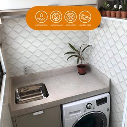 Papel de Parede Adesivo Lavavel Texturizado Casca Geométrico Branco Cinza 500x60cm - 3