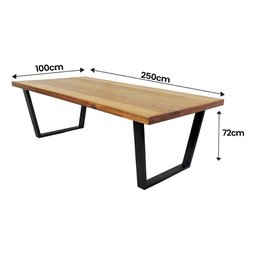 Mesa Industrial Diamond Madeira Maciça 2,50m Ferragem Preta - 4