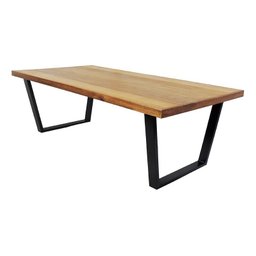 Mesa Industrial Diamond Madeira Maciça 2,50m Ferragem Preta - 1