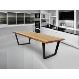 Mesa Industrial Diamond Madeira Maciça 2,50m Ferragem Preta - 2
