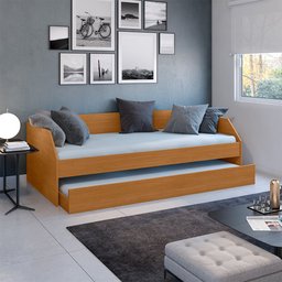 Sofá Cama Solteiro Duo com Cama Auxiliar em Mdf Reforçado 15mm Nature - 1