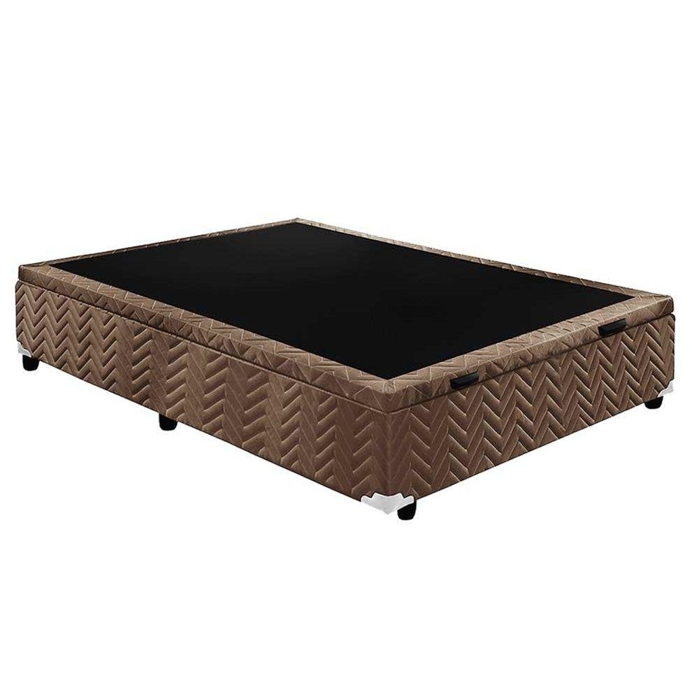Cama Box Baú King: Colchão Ortopédico Paropas D33 / Confort Ultra Firme + Base Crc Suede Brown( - 8