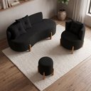 Ver imagem 7 de Kit Decorativo Sofá Curvo Orgânico + 01 Puff e Poltrona Luna Boucle Preto - Montanaris Decor