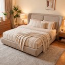 Ver imagem 2 de Cama Japonesa com Cabeceira Blind Seo King Linho Bege - Sallar Home