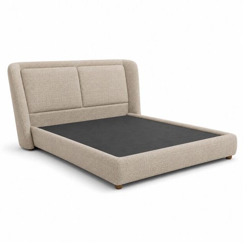 Cama Japonesa com Cabeceira Blind Seo King Linho Bege - Sallar Home