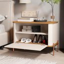Ver imagem 3 de Mesa de Cabeceira Quarto Tucupí com 1 Porta e Pés de Metal Off White/nature/bronze