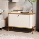Ver imagem 2 de Mesa de Cabeceira Quarto Tucupí com 1 Porta e Pés de Metal Off White/nature/bronze