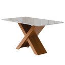 Ver imagem 1 de Mesa Sala de Jantar Tampo com Vidro 1,60m Grécia Madeirado/off White Dobuê