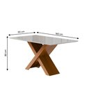 Ver imagem 2 de Mesa Sala de Jantar Tampo com Vidro 1,60m Grécia Madeirado/off White Dobuê