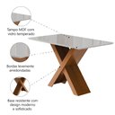 Ver imagem 3 de Mesa Sala de Jantar Tampo com Vidro 1,60m Grécia Madeirado/off White Dobuê