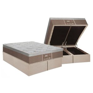 Cama Box Baú King: Colchão Molas Masterpocket Ensacadas Probel Prolastic Guardian + Base Crc Suede