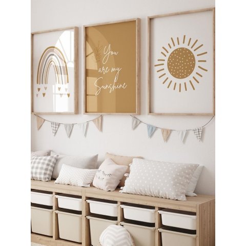 Kit 3 Quadros Decorativos Infantil Arco Iris No6