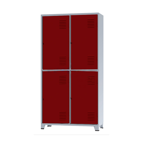 Roupeiro De Aço Insalubre 4 Portas Vestiário Nr 18/24 Locker Vermelho