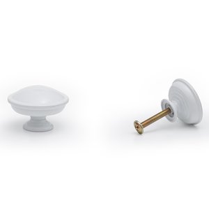 Puxador Redondo Em Latão Metal Para Móveis,porta,gaveta 12un: Branco
