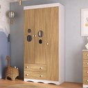 Ver imagem 1 de Guarda-roupa Infantil 92cm com Vidro 3 Portas e 2 Gavetas Sonho Multimóveis Mp4472 Branco/madeirado