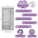 Ver imagem 3 de Guarda-roupa Infantil 92cm com Vidro 3 Portas e 2 Gavetas Sonho Multimóveis Mp4472 Branco/madeirado