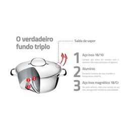 Caçarola Funda Allegra Aço Inox Fundo Triplo Fogões de Indução 18 Cm 2,2l - Tramontina 62654181 - 3