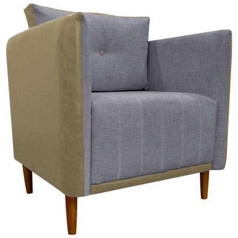 Poltrona Decorativa para Sala Recepção Consultório Aviv Luxo Corino e Linho