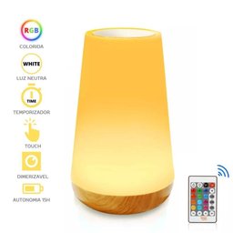 Luminária de Mesa Bravalumi Led Magic Colors Rgb Touch Usb Amadeirado - 3