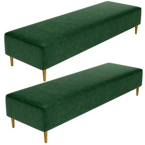 Kit 02 Puffs Decorativo Sala de Estar Bali W01 Pés Palito 190x60cm Couríssimo Verde - Lyam Decor