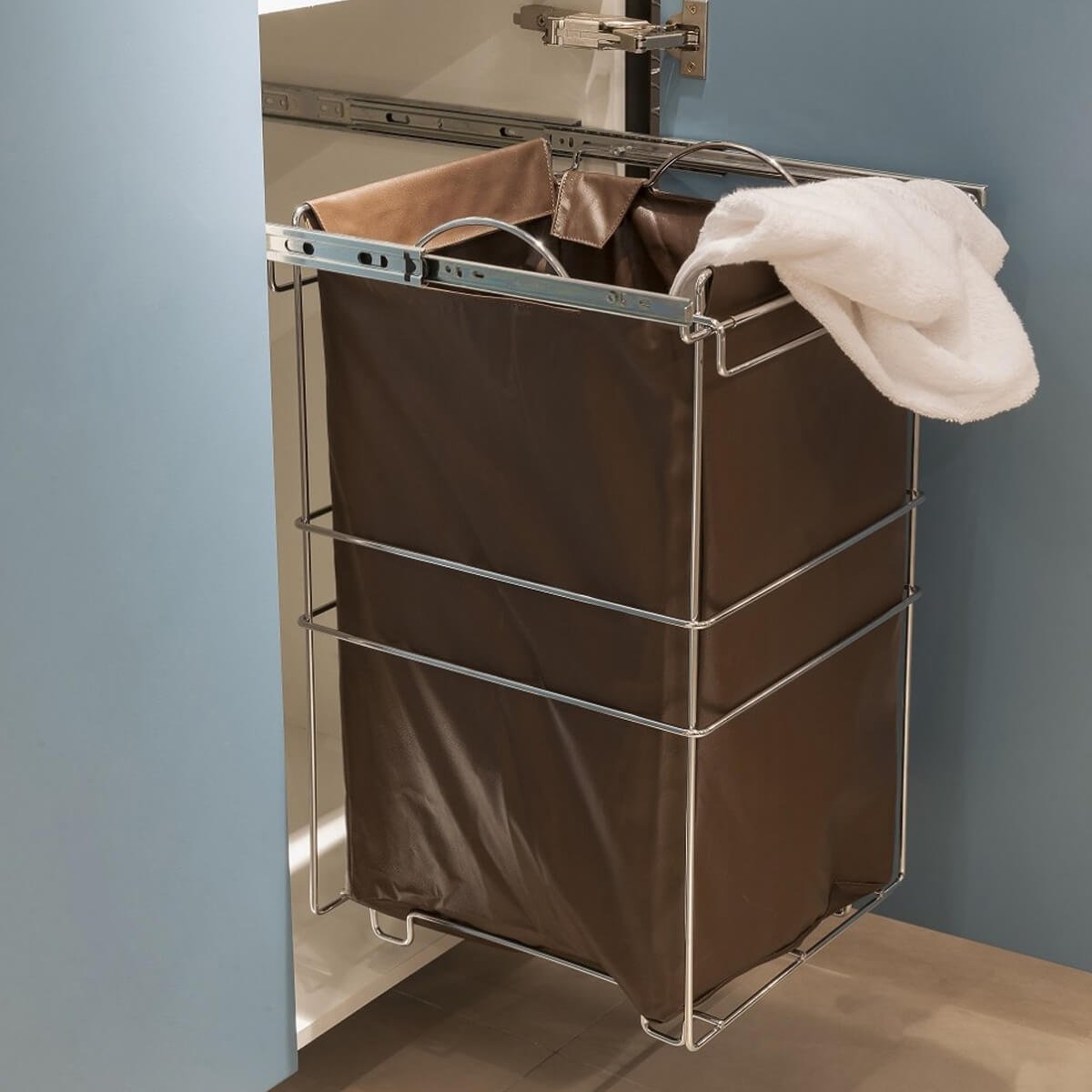 Tulha Aramada Deslizante Cesto Roupa Suja Inox Lavanderia Banheiro Telescopica Masutti - 2