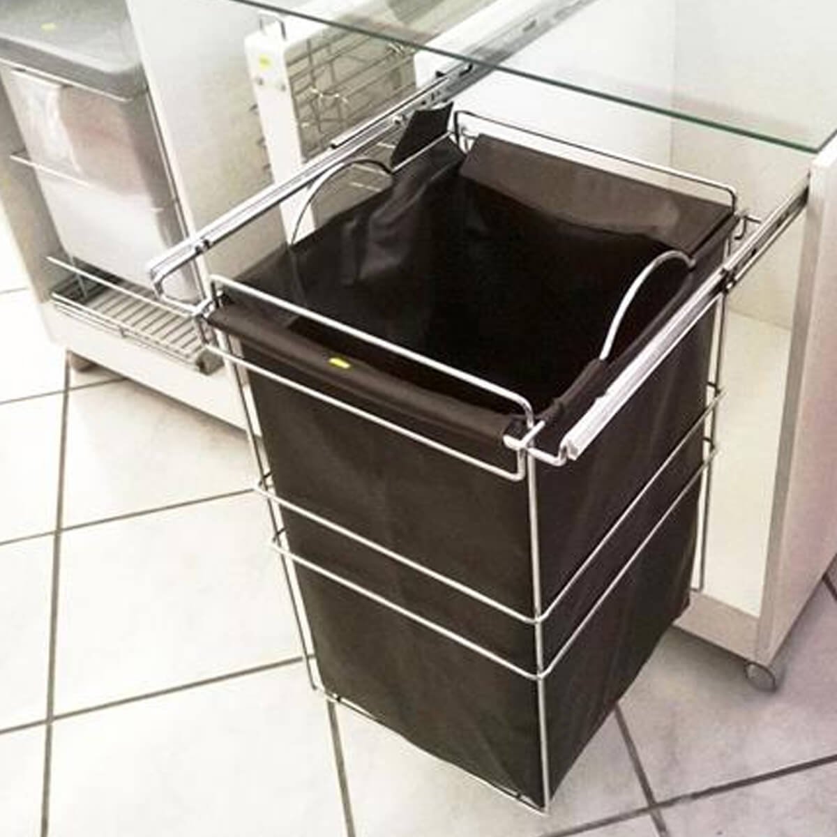 Tulha Aramada Deslizante Cesto Roupa Suja Inox Lavanderia Banheiro Telescopica Masutti - 4