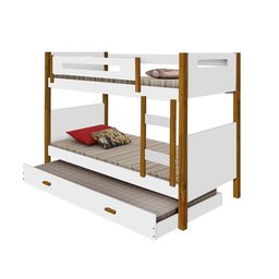 Treliche Infantil Montessoriana Solteiro Heloisa Branca e Amêndoa Acompanha Luminária Led - 2