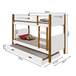 Treliche Infantil Montessoriana Solteiro Heloisa Branca e Amêndoa Acompanha Luminária Led - 3