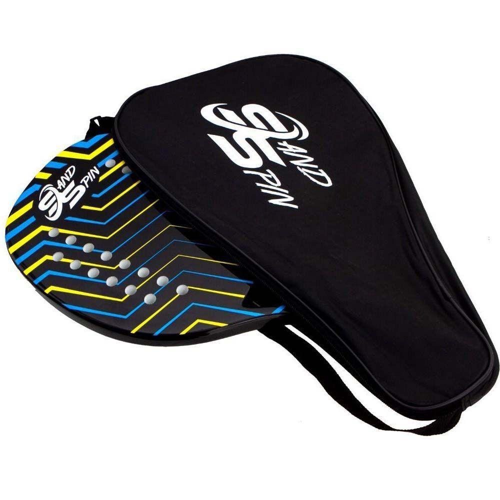 Kit 2 Raquetes de Beach Tennis Sand Spin Aloha Fibra de Carbono Azul - Azul - 6