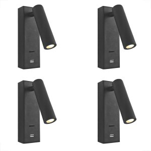 4 Arandela Parede Led 3w Direcionável 3000k com Usb Bet68