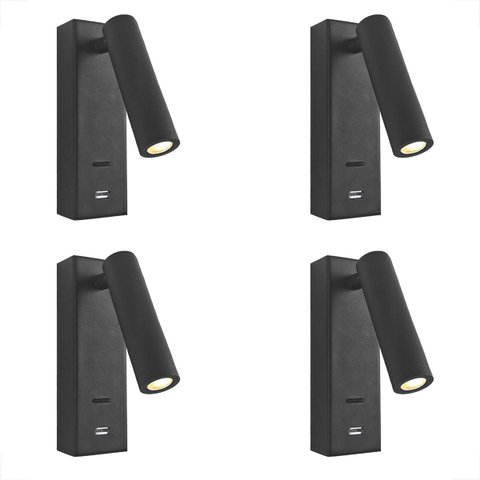 4 Arandela Parede Led 3w Direcionável 3000k com Usb Bet68