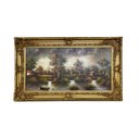 Ver imagem 1 de Quadro Decorativo com Pintura Paisagem Pintada À Mão com Moldura Entalhada Dourada 84X143X7cm