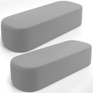 Kit 02 Puffs Decorativos Orgânicos para Living Quarto 195cm Doha W01 Bouclê Cinza - Lyam Decor