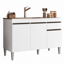 Ver imagem 3 de Balcão Gabinete Alinne 118cm para Pia 3 Portas 1 Gaveta - Branco Peternella