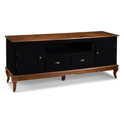 Rack para Sala com Pés Luis Xv 2 Portas 2 Gavetas e Nicho 60812m Hannover - Preto/imbuia Glazer - 1