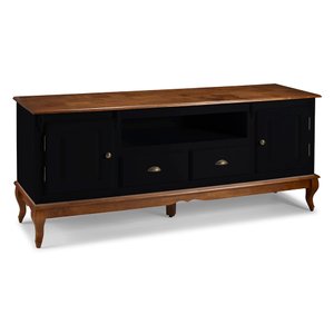 Rack para Sala com Pés Luis Xv 2 Portas 2 Gavetas e Nicho 60812m Hannover - Preto/imbuia Glazer