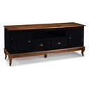 Ver imagem 1 de Rack para Sala com Pés Luis Xv 2 Portas 2 Gavetas e Nicho 60812m Hannover - Preto/imbuia Glazer