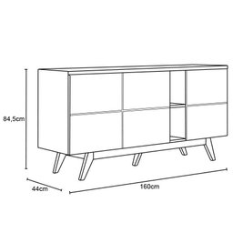 Sala de Jantar Cristaleira Buffet e Aparador Noronha Off White/freijó - Colibri - 6