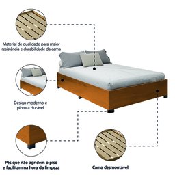 Cama Box Base Casal para Colchão de até 1,38m Desmontável Aruba Cinamomo Dobuê - 6