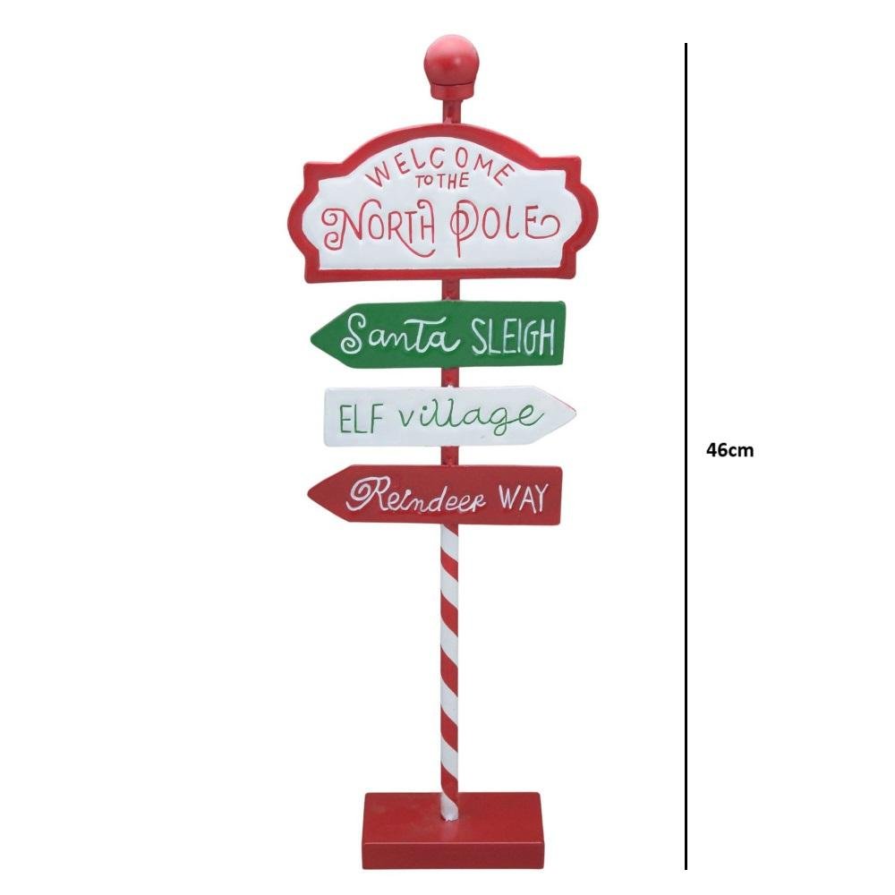 Placa Natalina em Metal Welcome To The North Pole - 46cm - 3