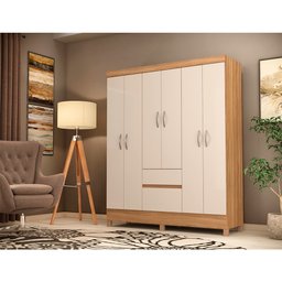 Guarda Roupa 6 Portas com Pés Flash Ii Amêndola Touch Off White 62920 Demóbile - 3