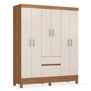Guarda Roupa 6 Portas com Pés Flash Ii Amêndola Touch Off White 62920 Demóbile