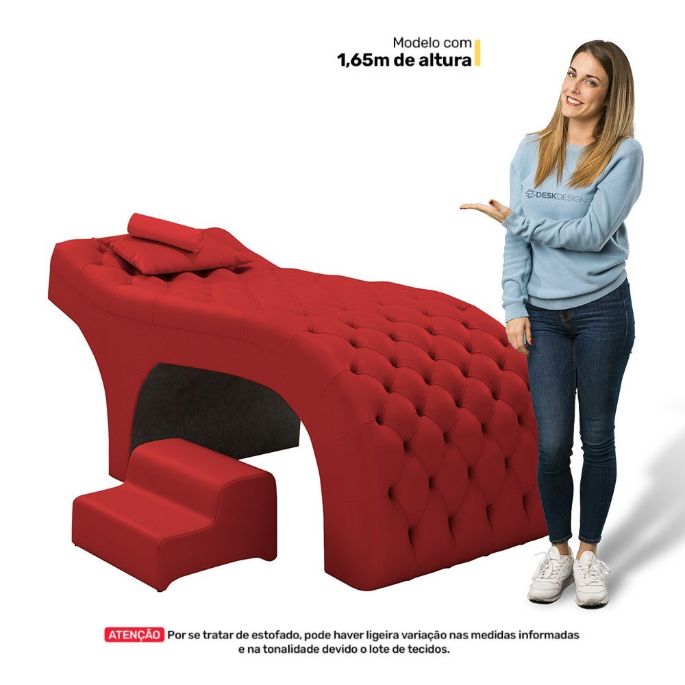Maca Salão de Beleza Para Esteticista Charme e Puff Escada Estofada 190x70cm Suede - Desk Design Ver - 6
