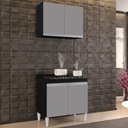 Ver imagem 2 de Armário Aéreo Califórnia e Balcão Para Cooktop Flórida Preto/Cinza - Lumil Lumil Móveis