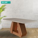 Ver imagem 2 de Mesa de Jantar Retangular 90x180cm Tampo Mdf/vidro Agata Cimol Cinamomo/off White