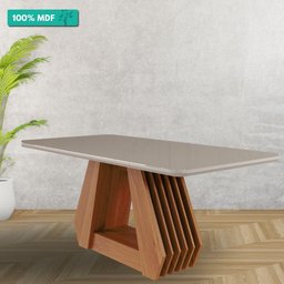 Mesa de Jantar Retangular 90x180cm Tampo Mdf/vidro Agata Cimol Cinamomo/off White - 2