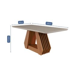 Mesa de Jantar Retangular 90x180cm Tampo Mdf/vidro Agata Cimol Cinamomo/off White - 3