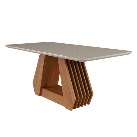 Mesa de Jantar Retangular 90x180cm Tampo Mdf/vidro Agata Cimol Cinamomo/off White