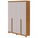 Ver imagem 1 de Guarda-roupas 4 Portas 2 Gavetas 100% Mdf Alonzo sem Espelho e com Pés Amendoa Clean Off White