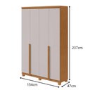 Ver imagem 5 de Guarda-roupas 4 Portas 2 Gavetas 100% Mdf Alonzo sem Espelho e com Pés Amendoa Clean Off White